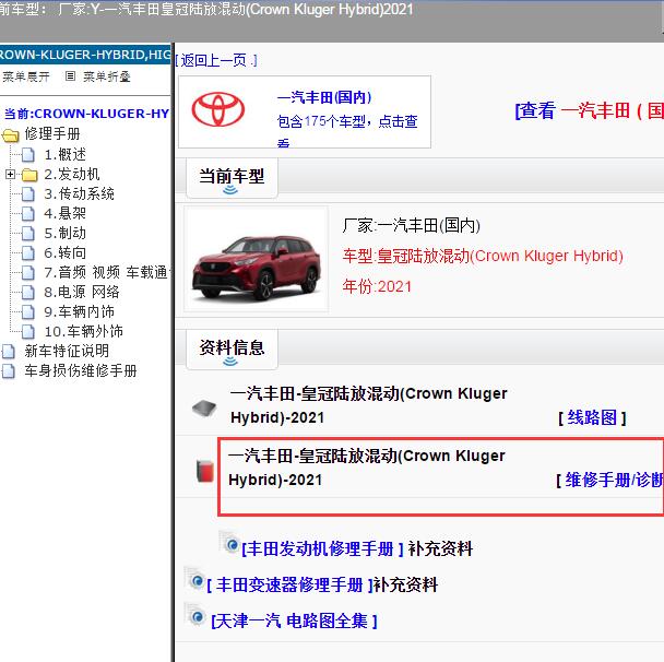 2021年丰田皇冠陆放全车维修手册