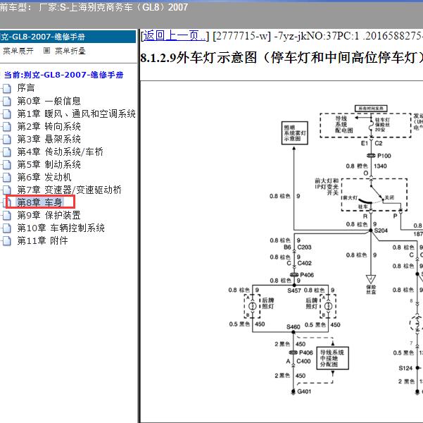 2007年上海别克-商务车（GL8） 刹车灯电路图