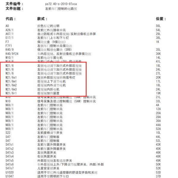 2015年奔驰唯雅诺后视镜电路图