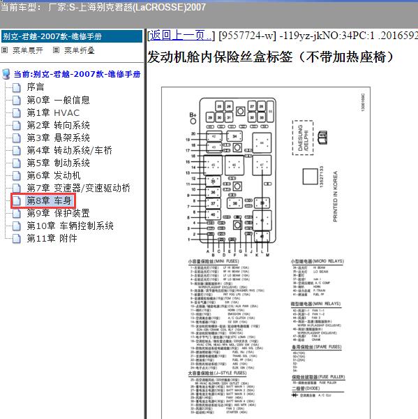 2007年上海别克-君越 保险继电器资料
