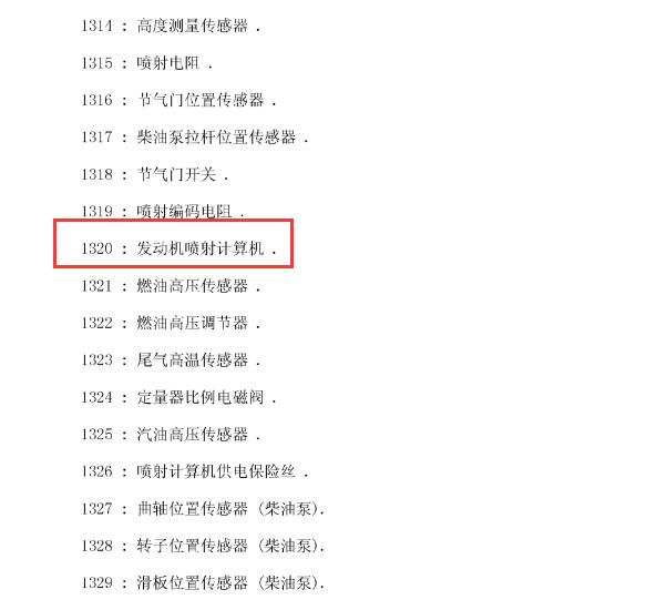 2014年标致408 1320代码说明