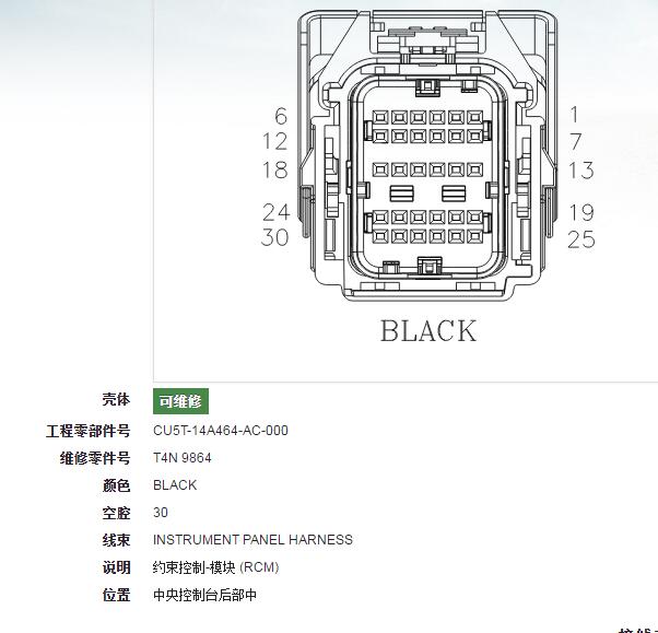 2017年捷豹F-PACE气囊电路图和针脚资料