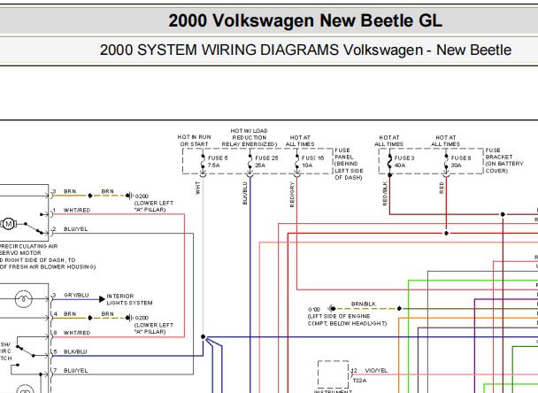 2000年大众甲壳虫空调电路图