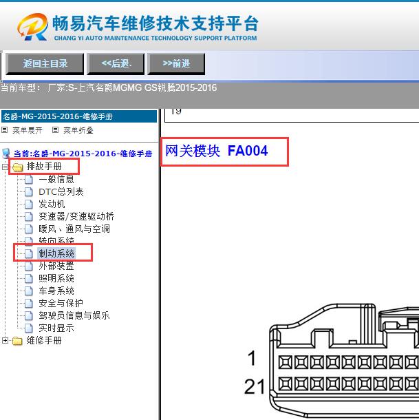 2015-2016年上汽名爵GS网关针脚资料