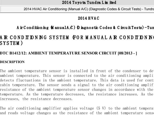 2014年丰田坦途空调维修手册资料