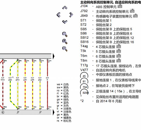 2017年奥迪A6L转向和电源电路图