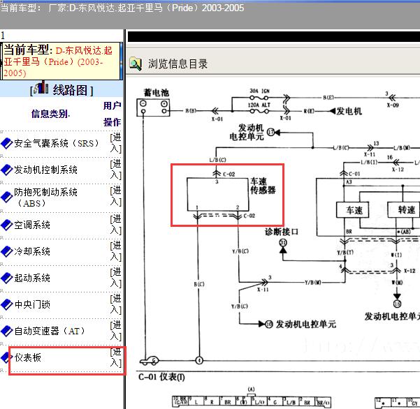 2005年起亚千里马时速传感器电路图
