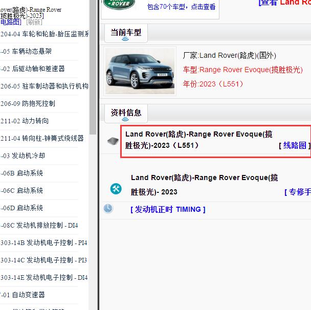 2023年路虎揽胜极光全车电路图