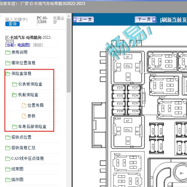 2022-2023年长城汽车-哈弗酷狗 保险盒资料