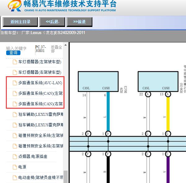 2010年雷克萨斯ES240 OBD电路图