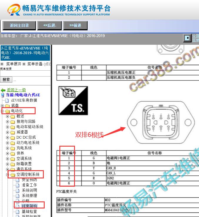 2016-2019年江淮iev6空调压缩机针脚资料