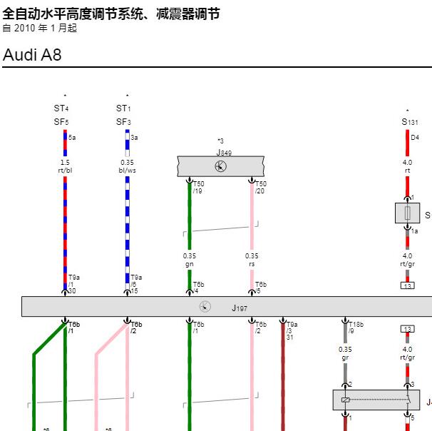 2012年奥迪A8 空气悬架电路图