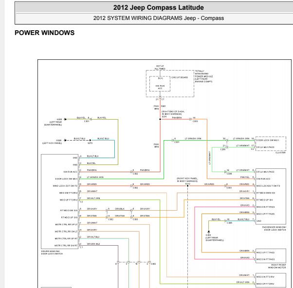 2012年吉普指南者电动车窗电路图