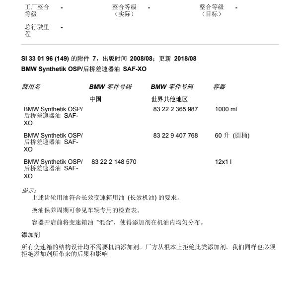 2016年宝马X5差速器用油量
