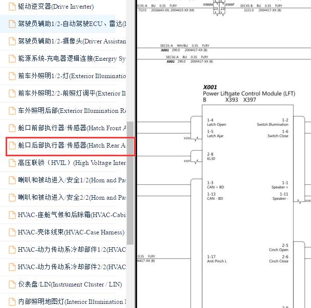 2017年特斯拉MODEL S尾门电路图