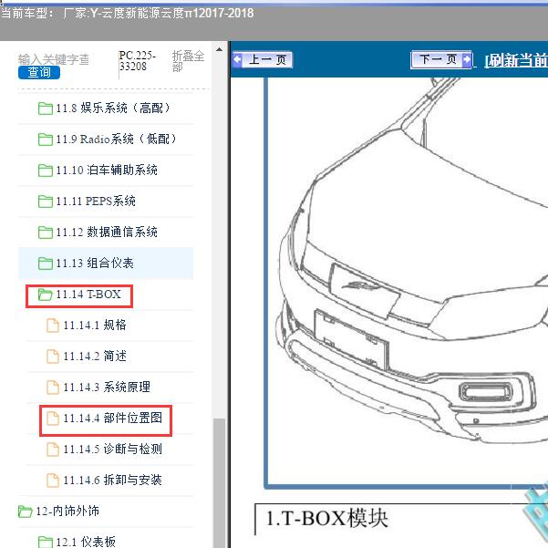 2017-2018年云度新能源-云度π1 T-BOX位置
