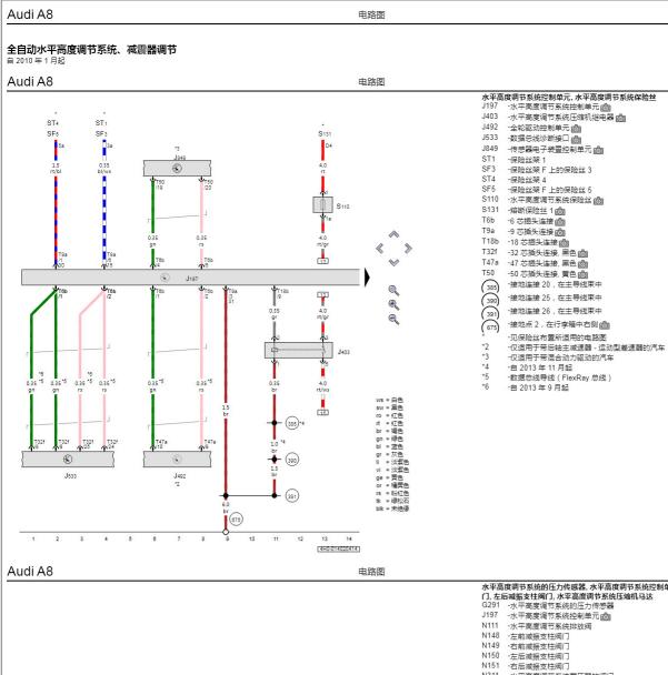2012年奥迪A8 底盘升降电路图