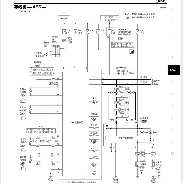 2009年日产轩逸ABS电路图