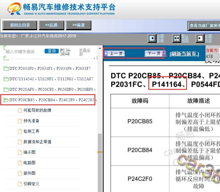 2017-2018年江铃域虎P1411故障码诊断资料