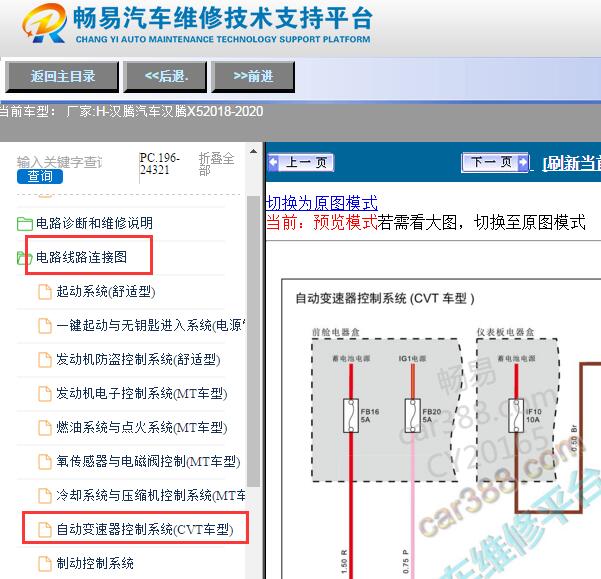 2018-2020年汉腾X5变速箱电路图