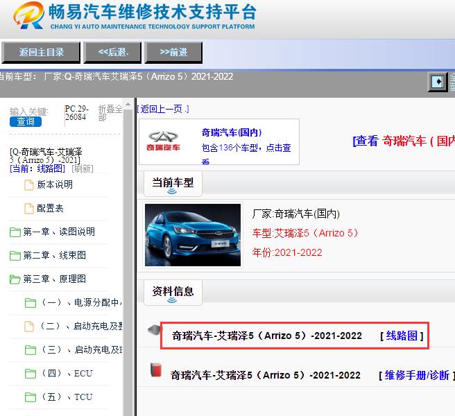 2021年奇瑞艾瑞泽5全车电路图