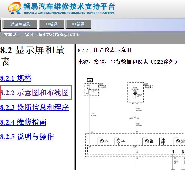2015年别克君威仪表电路图资料