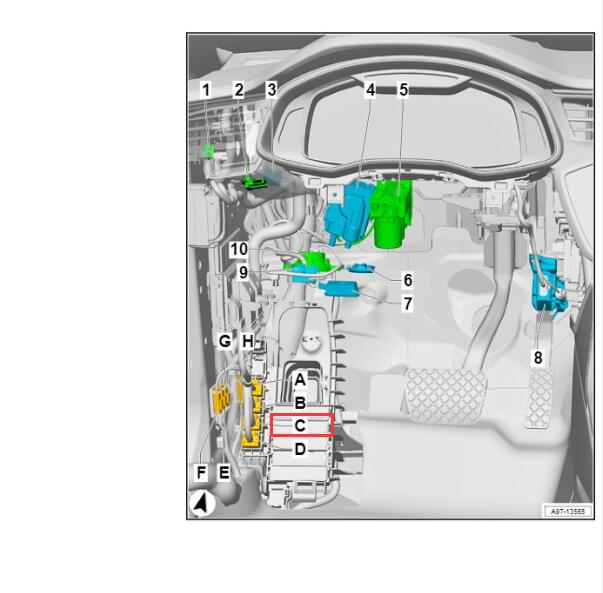 2019年奥迪A6L T17bx插头位置