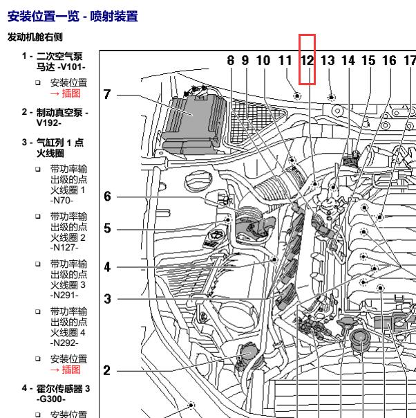 2007年奥迪Q7水温传感器位置