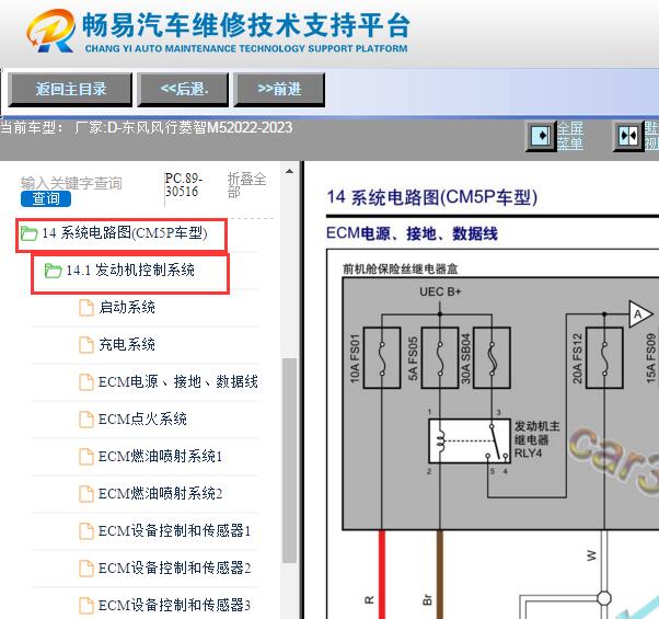 2022-2023年东风风行菱智M5 4A92发动机电路图