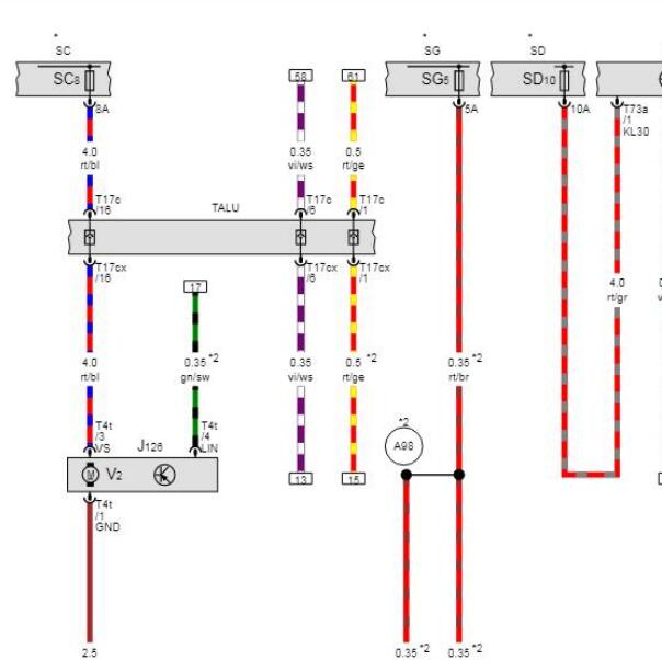 2023年奥迪A6空调系统电路图