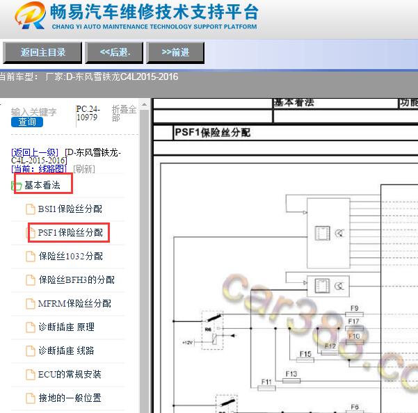 2015-2016年雪铁龙C4L保险丝资料