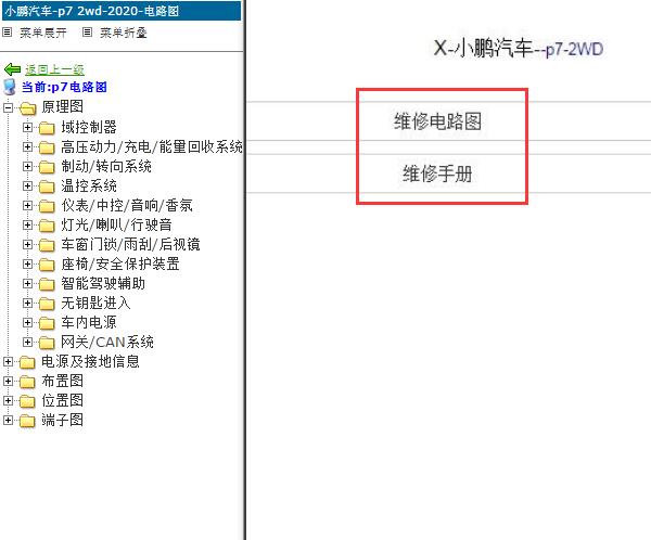 2020年小鹏汽车P7 电路图和维修手册