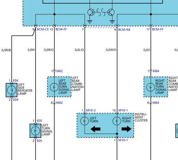 2004年现代酷派转向灯和车身电路图
