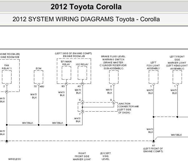 12年丰田卡罗拉室内保险丝示意图