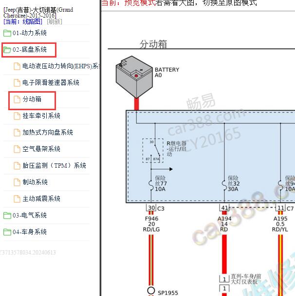 2015-2016年吉普大切诺基分动箱电路图