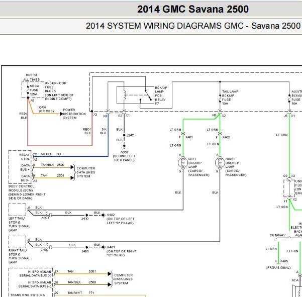 2014年GMC Savana小灯电路图