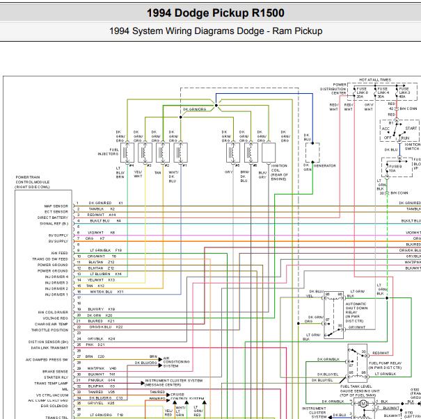1994年道奇R1500 3.9发动机电路图