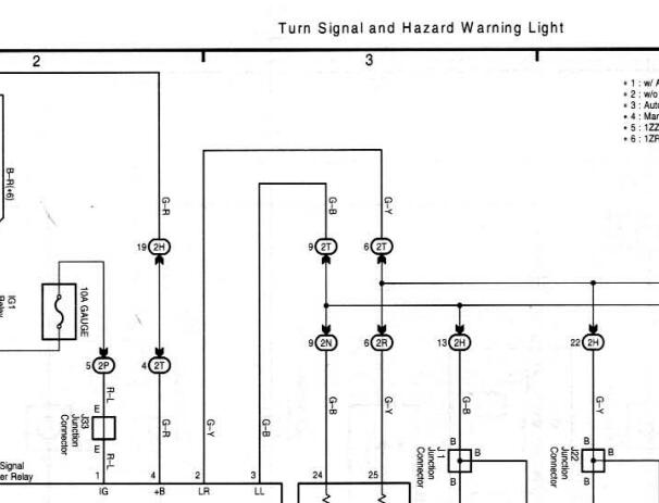 2007一汽丰田花冠转向和警告灯电路图