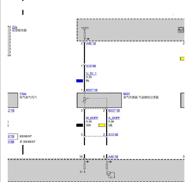 2021年宝马320LI废气门位置传感器电路图