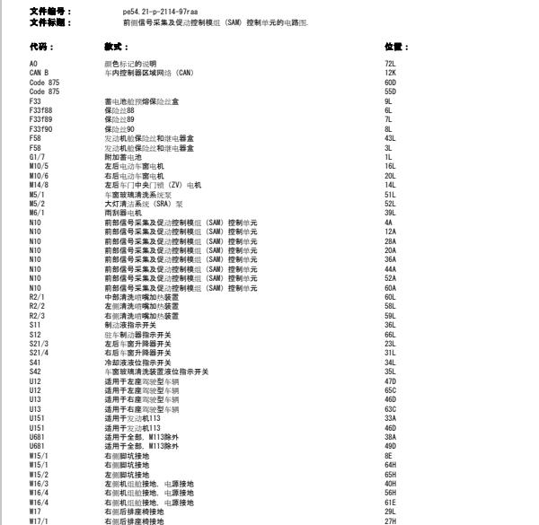 2006年奔驰R500 前SAM电路图