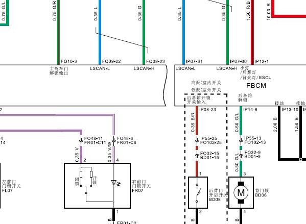 2017年众泰SR9后备箱电路图资料