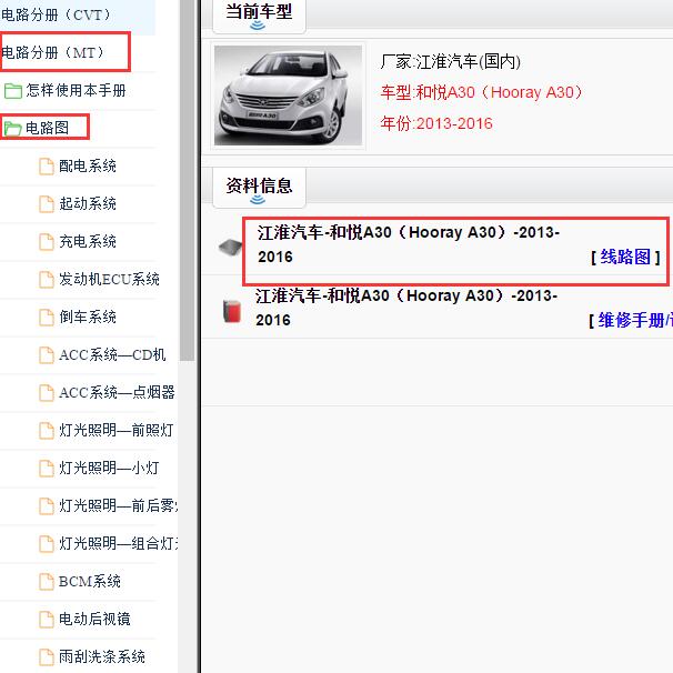 2013-2016年江淮和悦A30全车电路图