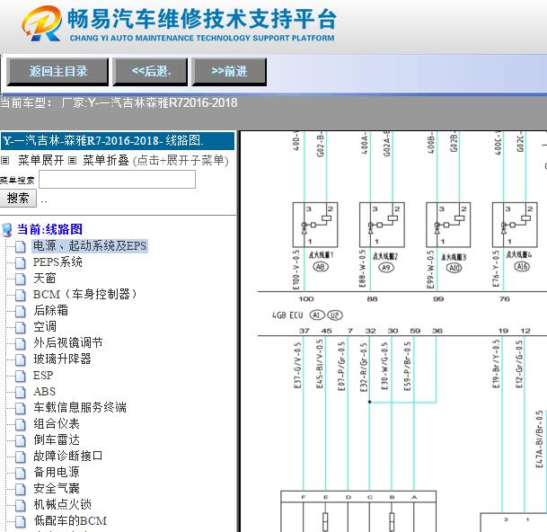 2016-2018年一汽森雅R7全车电路图资料
