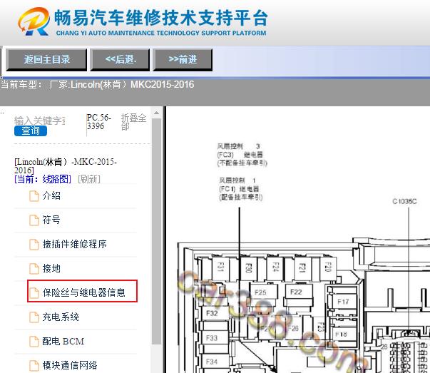 2015-2016年林肯MKC保险丝继电器资料
