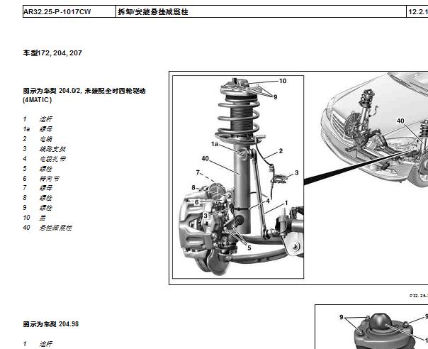 2014年奔驰E200悬挂系统维修手册