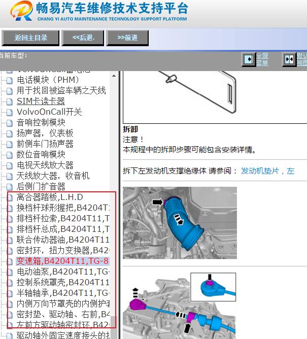 2016年沃尔沃S60变速箱维修手册资料