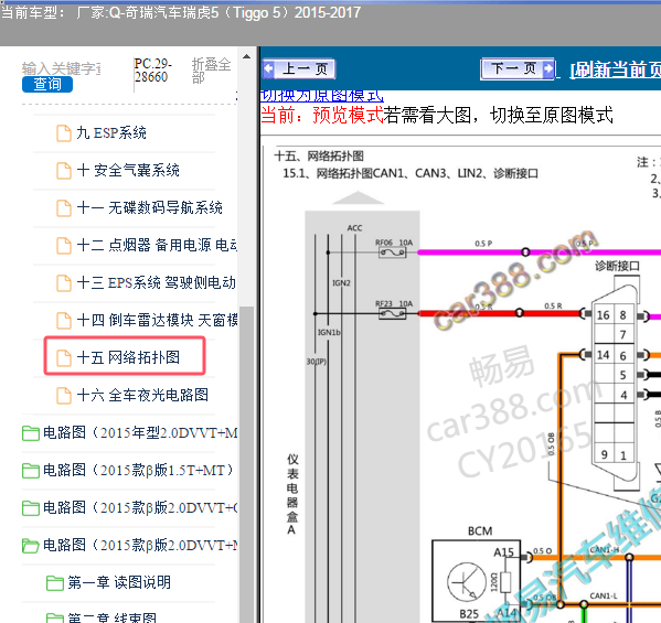 2015年奇瑞瑞虎5网络电路图