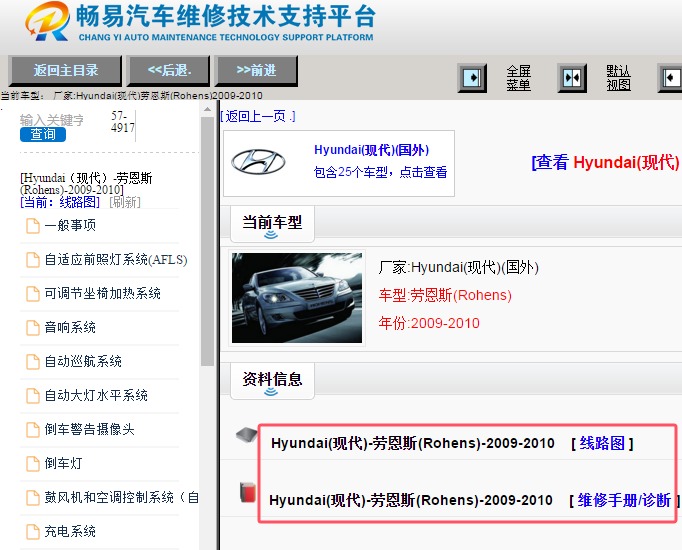 2009年现代劳恩斯电路图和维修手册