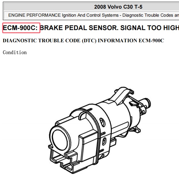2008年沃尔沃C30故障码9A0A和900C维修手册