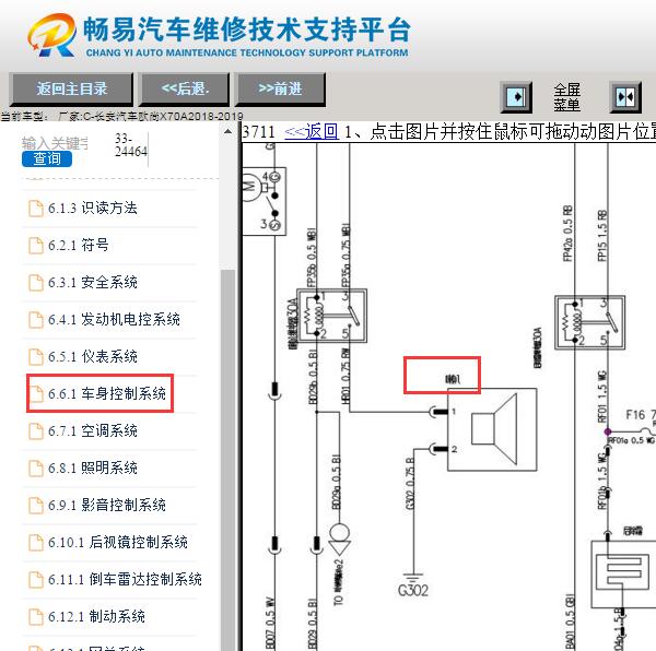 2018-2019年长安欧尚X70A喇叭电路图